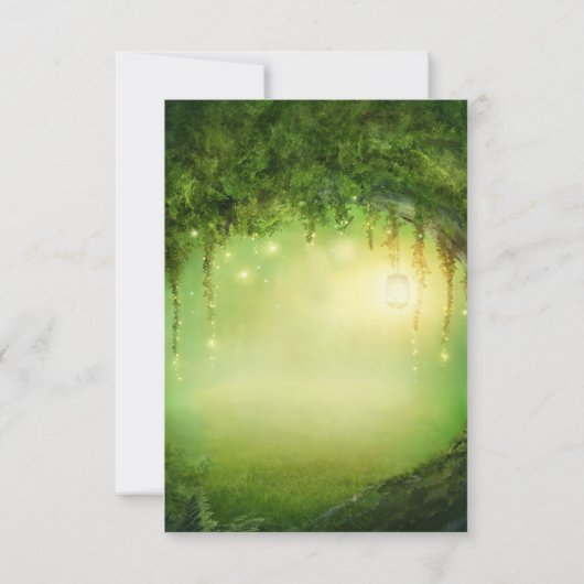 Betoverd bos en verlichte huwelijks tafel nummer kaart (Achterkant)