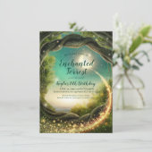 Betoverd bos, glinsterende uitnodigingen (Staand voorkant)