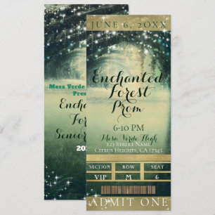 Betoverd Bos Groen Blauw Prom VIP Party Ticket Kaart