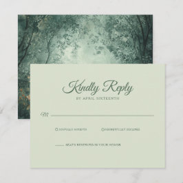 Betoverd bos groene trouw-RSVP RSVP Kaartje