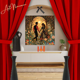 Betoverd bos Happy Couple Morning Art Nouveau Poster