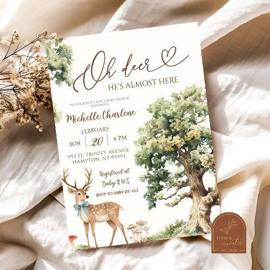 Betoverd bos herten babyshower kaart