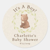 Betoverd bos Het is een jongen Ronde Sticker (Voorkant)