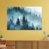Betoverd bos in het blauw canvas afdruk (Insitu (Woonkamer))