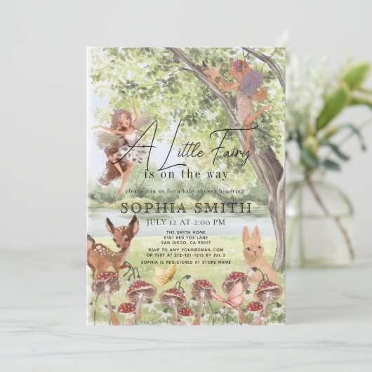 Betoverd bos kleine fee meisje Baby shower Kaart (Staand voorkant)