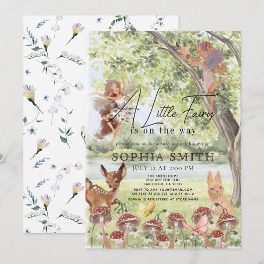 Betoverd bos kleine fee meisje Baby shower Kaart (Voorkant / Achterkant)