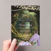 Betoverd bos Lila bloem Quinceañera Sweet 16 Acryl Uitnodigingen (Insitu (Draagbaar))