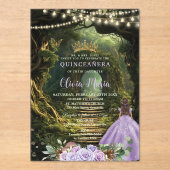Betoverd bos Lila bloem Quinceañera Sweet 16 Acryl Uitnodigingen (Voorkant)