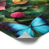 Betoverd Bos Magic GROENE vlinders bloemen Poster (Hoek)