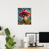 Betoverd Bos Magic Mushroom House Poster (Thuiskantoor)