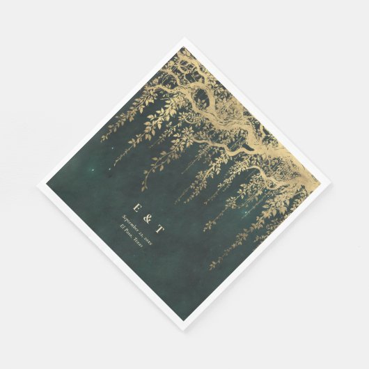 Betoverd Bos Magisch Goud Bladeren Wijnstokken Bru Servet (Hoek)