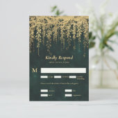 Betoverd Bos Magische Gouden Vijnen Bruiloft RSVP (Staand voorkant)