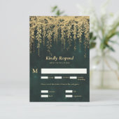 Betoverd Bos Magische Gouden Vijnen Bruiloft RSVP Kaartje (Staand voorkant)