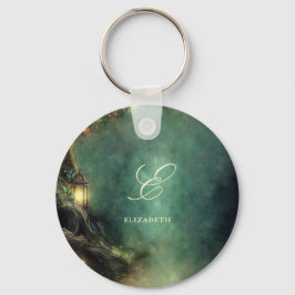 Betoverd Bos Magische Lantaarns Eerste Monogram Sleutelhanger