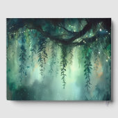 Betoverd Bos Magische Smaragd Monogrammen Bruiloft Gastenboek (Achterkant)