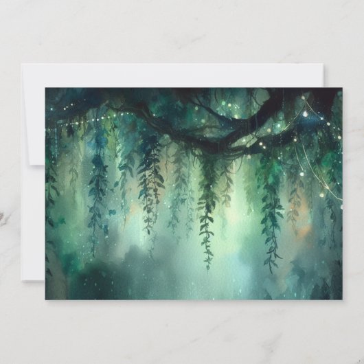Betoverd Bos Magische Tuin Smaragd Bruiloft Bedankkaart (Achterkant)