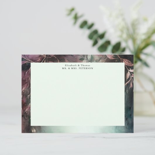 Betoverd Bos Magische Wijnstokken Groene Mauve Bru Bedankkaart (Staand voorkant)