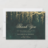 Betoverd Bos Magische Wijnstokken Smaragd Bruiloft Bedankkaart (Voorkant)