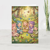 Betoverd Bos Meisjes Verjaardagsfeestje | Kleur Me Kaart (Voorkant)