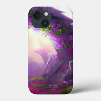 Betoverd bos met bloeiende paarse bloemen Case-Mate iPhone case