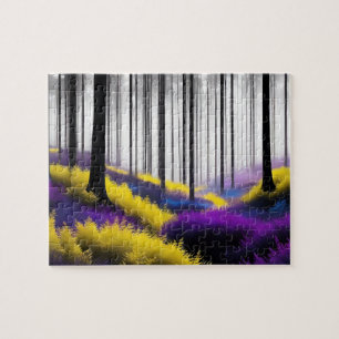 Betoverd bos met Paarse en gele ontwerp Legpuzzel