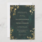 Betoverd bos Minimal Lijst Gold Modern Wedding Kaart (Voorkant)