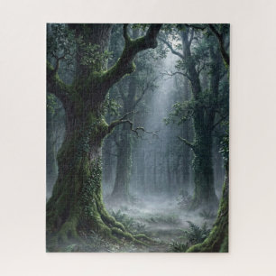 Betoverd Bos Nevelig Boslandschaps Fantasie Puzz Legpuzzel