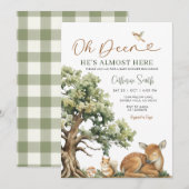 Betoverd bos Oh hertje baby shower Gingham Kaart (Voorkant / Achterkant)