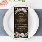 Betoverd Bos Paarse Bloemen Quinceanera Menu