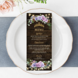 Betoverd Bos Paarse Bloemen Quinceanera Menu