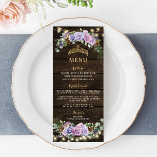 Betoverd Bos Paarse Bloemen Quinceanera Menu