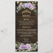 Betoverd Bos Paarse Bloemen Quinceanera Menu (Voorkant)