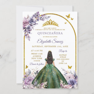 Betoverd bos Paarse jager groen quinceañera Kaart