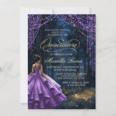 Betoverd bos Paarse lavendel Quinceañera Kaart (Voorkant)