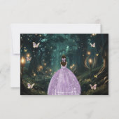 Betoverd bos Paarse Lila jurk Quinceañera RSVP Kaartje (Achterkant)