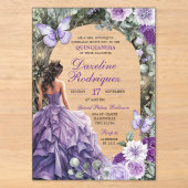 Betoverd bos paarse Quinceanera uitnodiging (Voorkant)