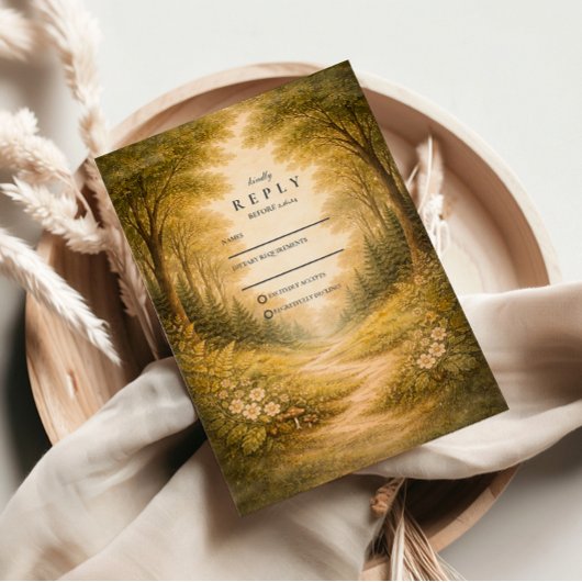 Betoverd Bos Pad Bruiloft RSVP Kaartje