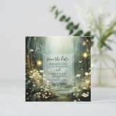 Betoverd bos-pad van bloemen Bewaar de datum Save The Date (Staand voorkant)