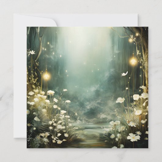 Betoverd bos-pad van bloemen Bewaar de datum Save The Date (Achterkant)