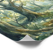 Betoverd Bos Pad Watercolor Schilderij Poster (Hoek)