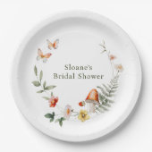 Betoverd bos paddenstoel bruidsdouche papieren bordje (Voorkant)