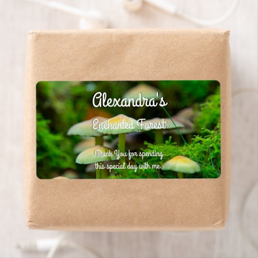 Betoverd bos, paddenstoelen Moss gepersonaliseerd Etiket (Insitu)