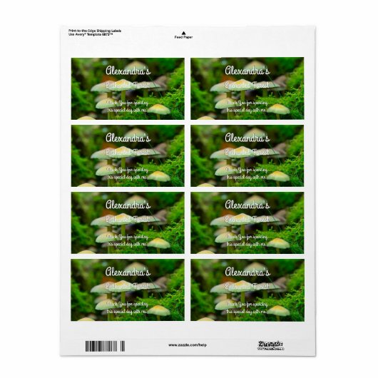 Betoverd bos, paddenstoelen Moss gepersonaliseerd Etiket (Full Sheet)