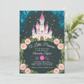 Betoverd bos prinses kasteel baby meisje douche kaart (Staand voorkant)