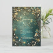 Betoverd bos Quinceanera smaragdgroen Kaart (Staand voorkant)