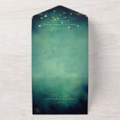 Betoverd bos Romantische Bossen Green Gold Wedding All In One Uitnodiging (Buitenkant)