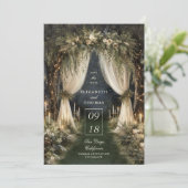 Betoverd bos romantische luifel foto bruiloft save the date (Staand voorkant)