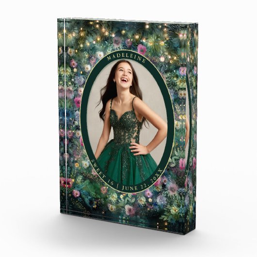 Betoverd bos Roos groen sprookje bos Fotoblokken (Rechts)