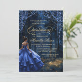 Betoverd bos Royal Blue Quinceañera Kaart (Staand voorkant)