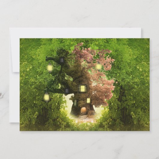 Betoverd bos roze fee uitnodiging (Achterkant)